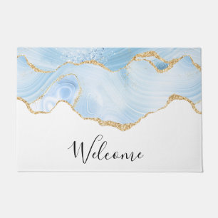 Paillasson Élégant Cool Bleu Agate avec ruban Parties scintil