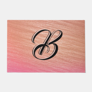 Paillasson Élégant Coral rose initial Monogramme Classy Chic