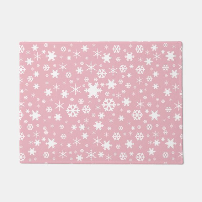 Paillasson Élégant flocon de Noël motif rose pastel (Devant)
