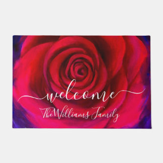 Paillasson Élégant floral rouge rose pâle Nom Rose rose Bienv