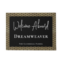 Elégant Gold Black Welcome Aboard Nom du bateau