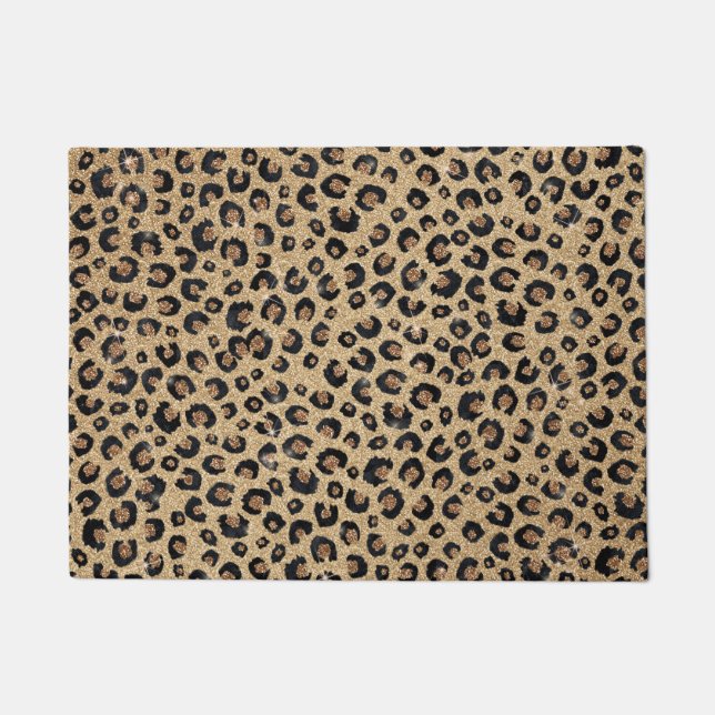 Paillasson Elegant Gold Glitter Black Leopard (Devant)