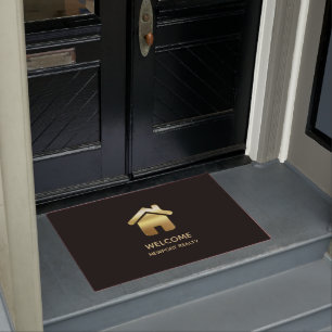 Paillasson Elegant Gold House Symbole Real Estate Design