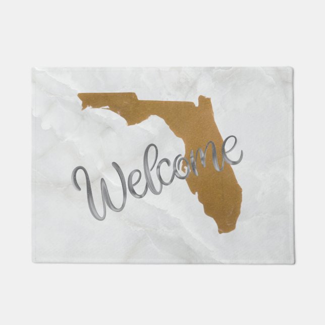 Paillasson Elegant Gold & Marble Florida State Map Welcome (Devant)