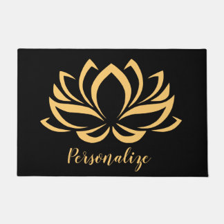 Paillasson Elégant Lotus or Fleur Zen Yoga Monogramme