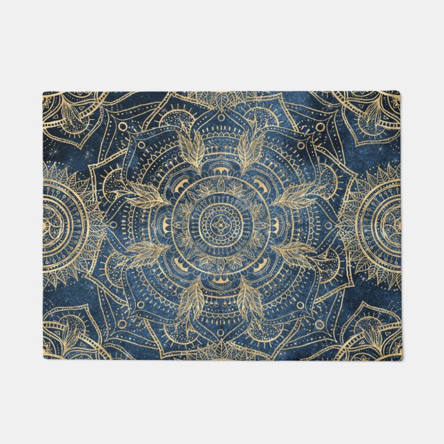 Paillasson Elégant Mandala Blue Whimsy Design (Devant)