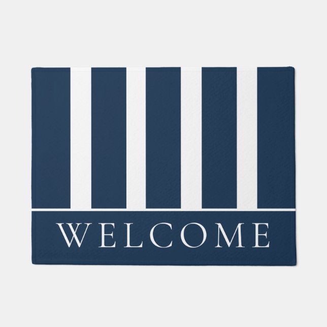 Paillasson Élégant mat de bienvenue Bleu et Blancs (Devant)