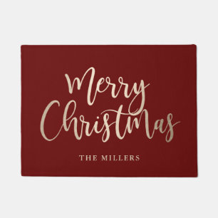 Paillasson Elégant moderne Gold & Red Joyeux Noël