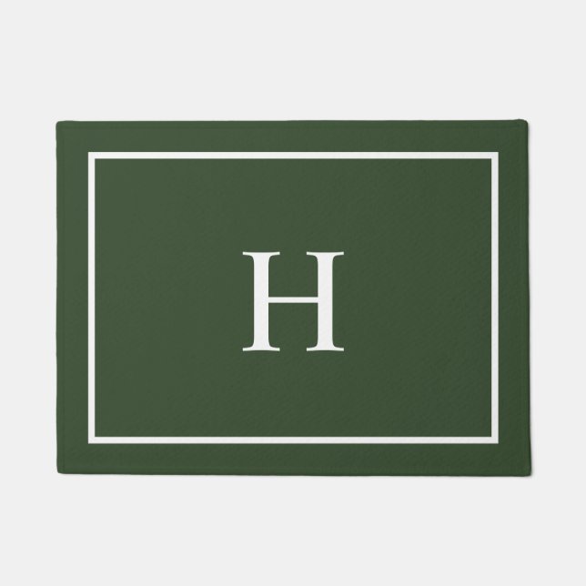 Paillasson Élégant Moderne Monogramme Vert Foncé (Devant)