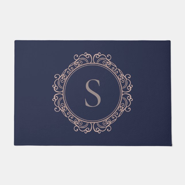 Paillasson Elégant Monogram Blush Navy (Devant)