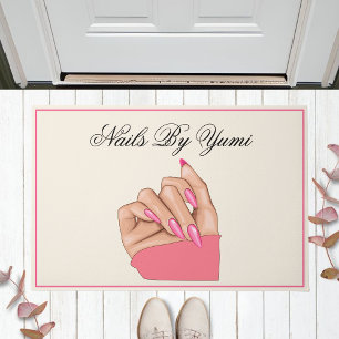 Paillasson Elégant Pink Nails Salon de beauté Bienvenue Promo