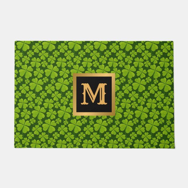 Paillasson Élégant quatre feuilles de trèfle floral (Devant)