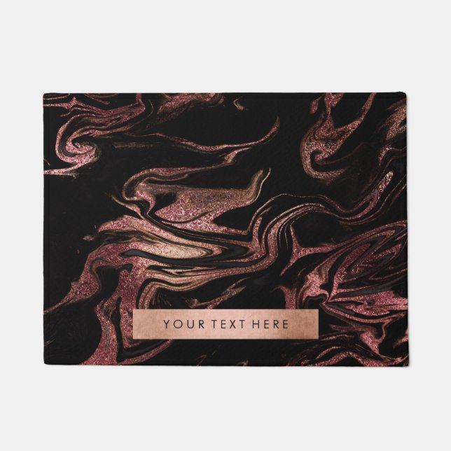 Paillasson Elégant rose en cuivre doré noir marbre (Devant)