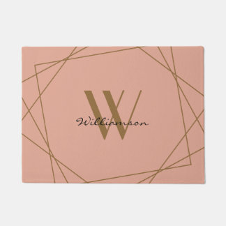 Paillasson Élégant Rose Gold Monogramme Ajouter un script de