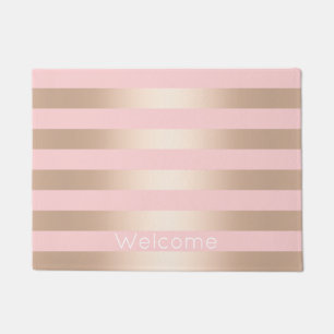 Paillasson Élégant rose moderne poule doré rose rayé