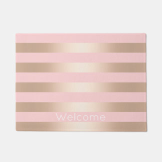 Paillasson Élégant rose moderne poule doré rose rayé