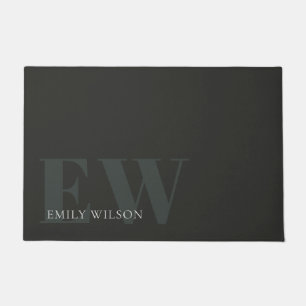 Paillasson Élégant rustique foncé vert foncé Monogramme n