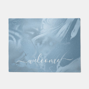 Paillasson Elégant style moderne et design marbre bleu bébé