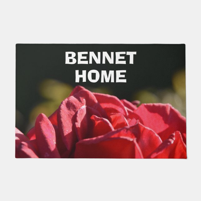 Paillasson Élégant Vintage Joli Rouge Rose Famille Grand (Devant)