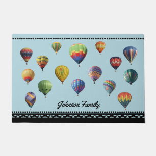 Paillasson Elégante Bordure Hot Air Balloon Bleu clair Porte 