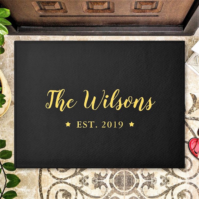 Paillasson Élégante calligraphie Nom de famille personnalisé (Créateur téléchargé)