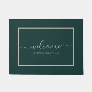 Paillasson Elégante calligraphie verte nom de famille bienve