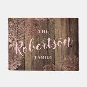 Paillasson Élégante empreinte rose d'or à fleurs sur mesur
