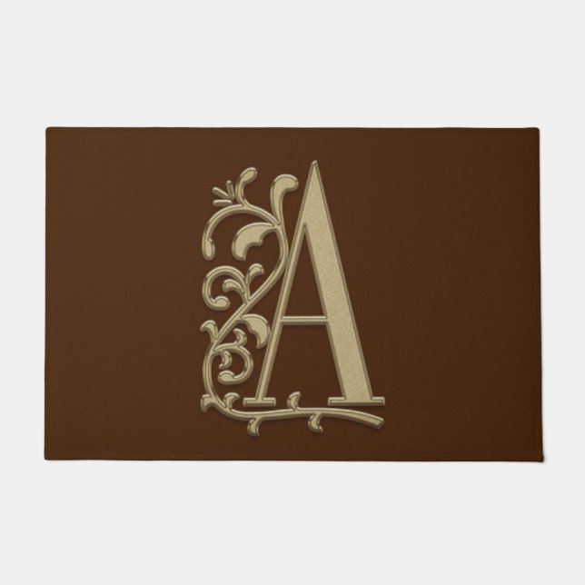 Paillasson Élégante entrée Monogramme A Initiale sur Brown (Devant)