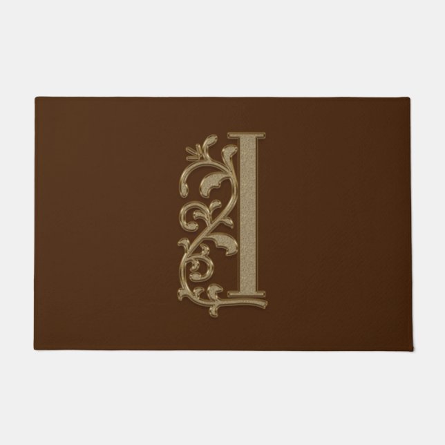 Paillasson Élégante entrée Monogramme I Initiale sur Brown (Devant)