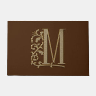 Paillasson Élégante entrée Monogramme M Initiale sur Brown