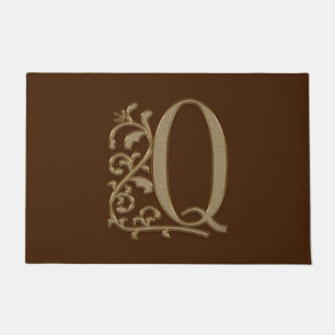 Paillasson Élégante entrée Monogramme Q Initiale sur Brown