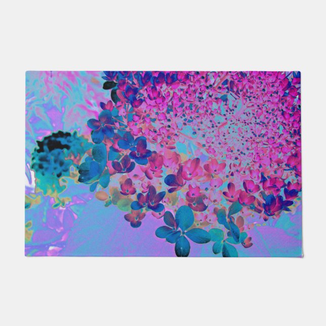 Paillasson Élégante Hydrangea Limelight Bleu foncé et Magenta (Devant)