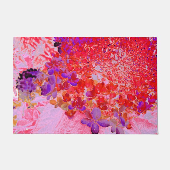 Paillasson Élégante Hydrangea Limelight Violette et Orange (Devant)