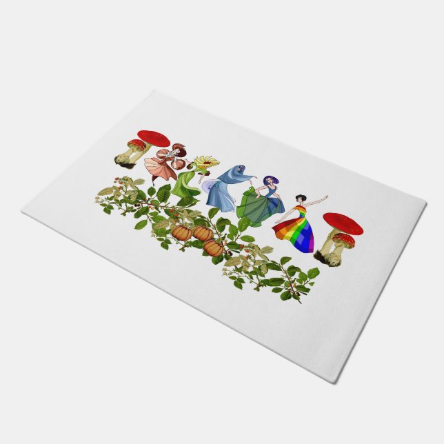 Paillasson Élégante Jolie Danseuse Filles Champignons Citroui (Incliné)