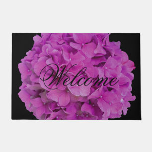 Paillasson Elégante magenta rose hydrangée florale roses