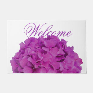 Paillasson Elégante magenta rose hydrangée florale roses