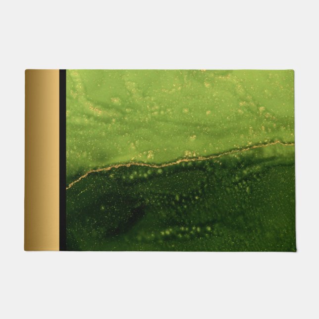 Paillasson Élégante Motif moderne chic vert et or marbre (Devant)