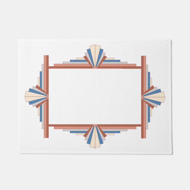 Paillasson Éléments Art déco en or rose, marron & bleu Mat (Devant)