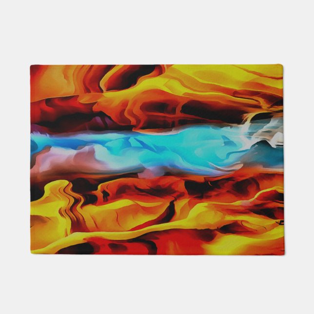 Paillasson Eléments Chauds Et Froids Acrylique Verser Abstrai (Devant)