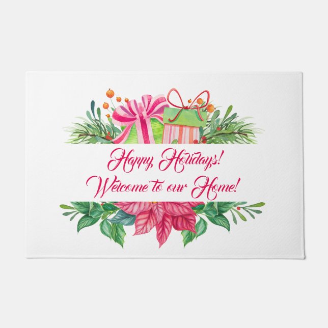 Paillasson Éléments de Noël Joyeuses fêtes (Devant)