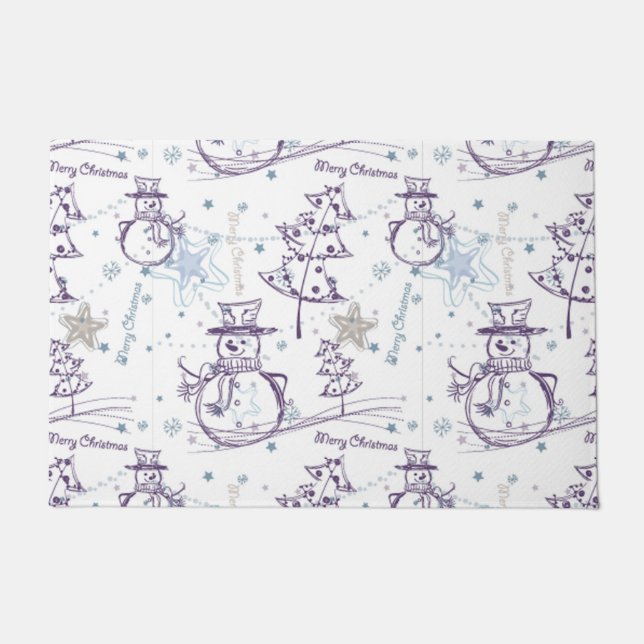 Paillasson Éléments de Noël Sketch de motoneige d'hiver (Devant)