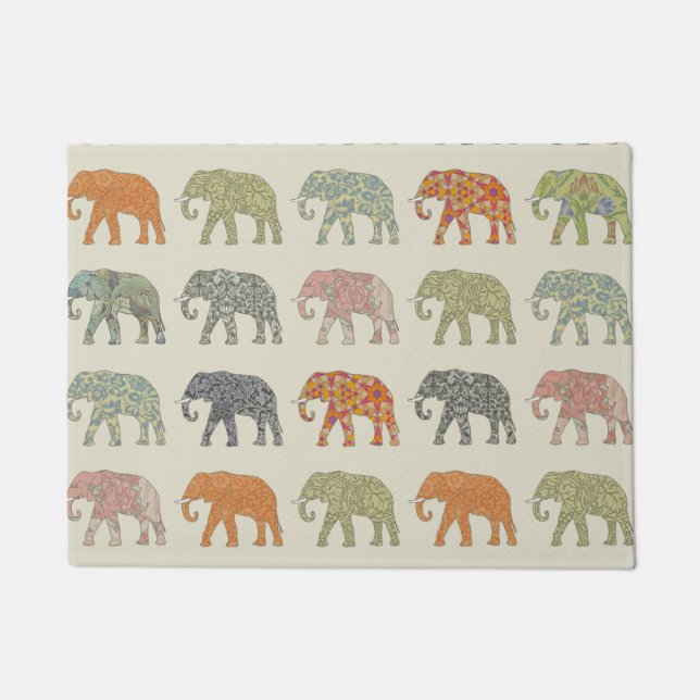 Paillasson Eléphant Coloré Animal Motif contemporain (Devant)