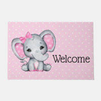 Eléphant de bébé rose mignon avec oreilles Poka Do