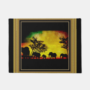 Paillasson Eléphants Coucher de soleil Mat de la porte