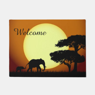 Paillasson Éléphants de safari au coucher du soleil
