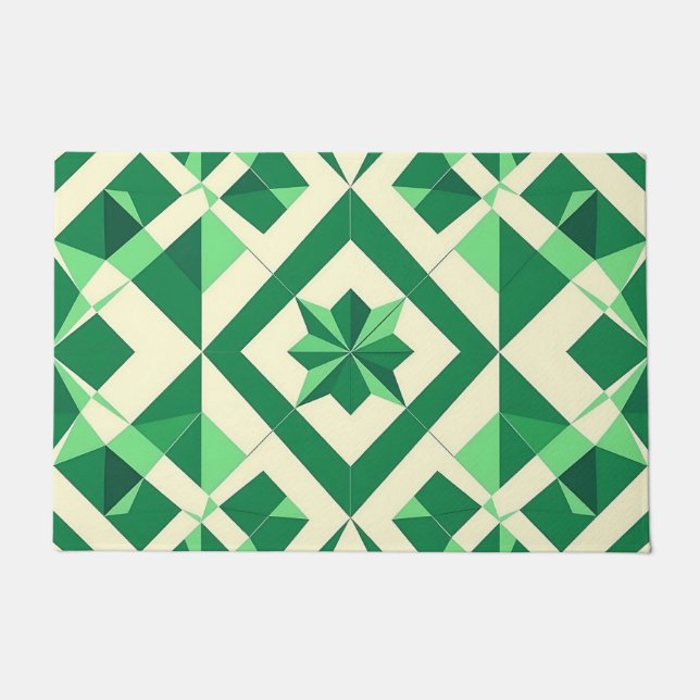 Paillasson Emerald Green Geometric Star Pattern (Devant)