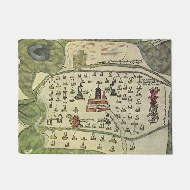 Paillasson Empire aztèque de Montezuma, carte du monde antiqu (Devant)