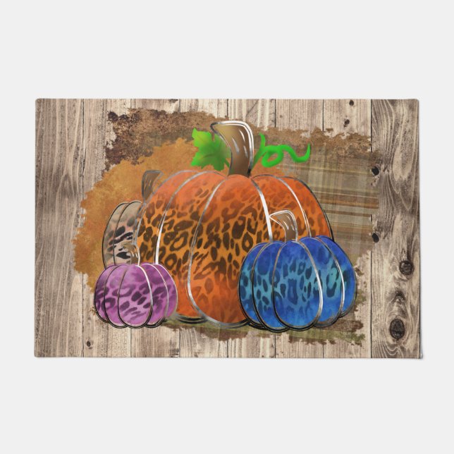 Paillasson Empreinte de léopard Automne Citrouilles Automne S (Devant)