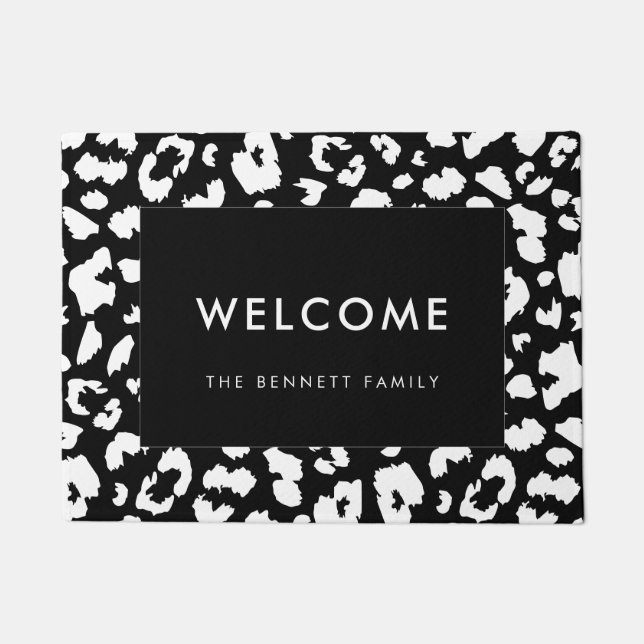 Paillasson Empreinte de léopard personnalisable (Devant)