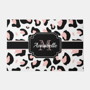 Paillasson Empreinte de léopard rose